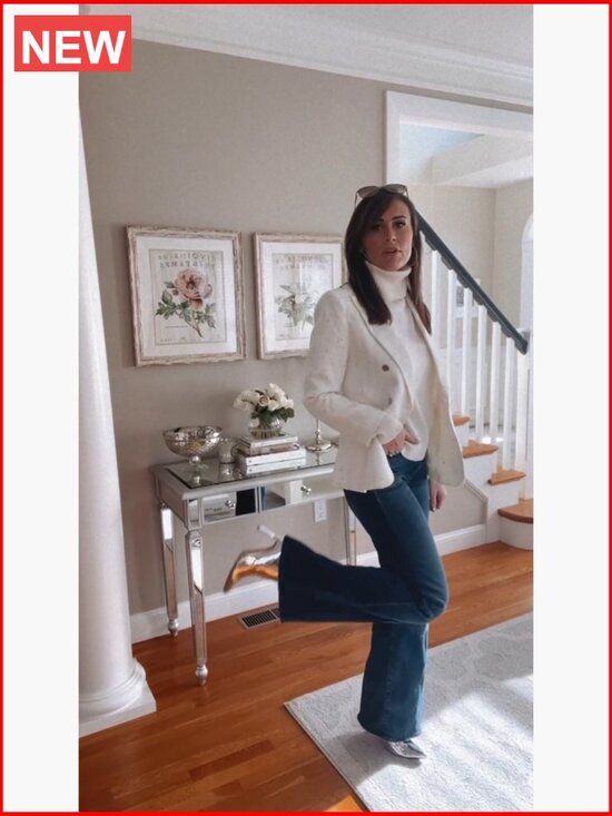 Tweed Plaid Blazer Jacket Fully Lined Business Casual Work Coat - Picture 7 of 7